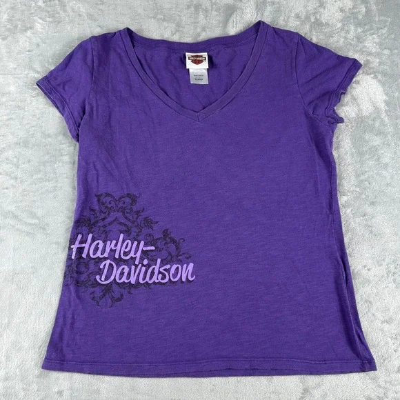 Harley Davidson T-Shirt Women XL Purple Biker Graphic Americana - Picture 3 of 8